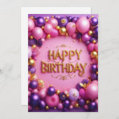 Happy Lila Birthday Einladung (Vorne/Hinten)