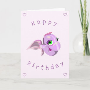 Happy Lila Fish Funny Geburtstagskarte Karte
