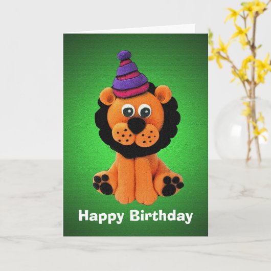 Happy Lion Birthday Card Karte (Gelbe Blume)