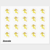 Happy Lion Cartoon Runder Aufkleber (Blatt)