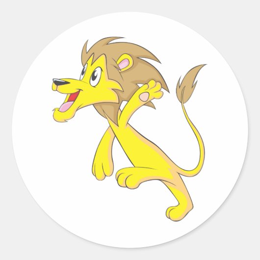 Happy Lion Cartoon Runder Aufkleber (Vorderseite)