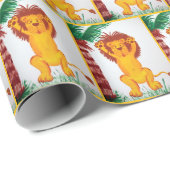 Happy Lion Watercolor Art Geschenkpapier (Rolleneckpunkt)