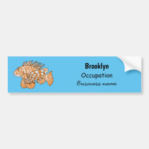 Happy lionfish cartoon illustration autoaufkleber