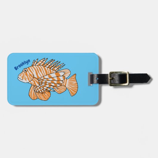 Happy lionfish Cartoon Illustration Gepäckanhänger (Vorderseite horizontal)