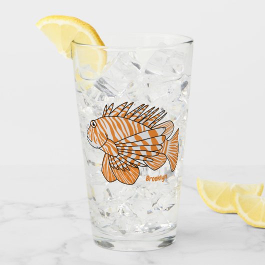 Happy lionfish Cartoon Illustration Glas (Vorderseite Ice)
