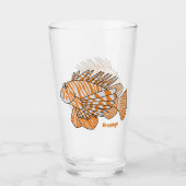Happy lionfish Cartoon Illustration Glas (Vorderseite)