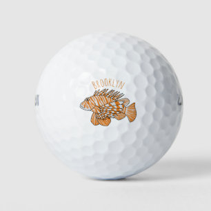 Happy lionfish Cartoon Illustration Golfball