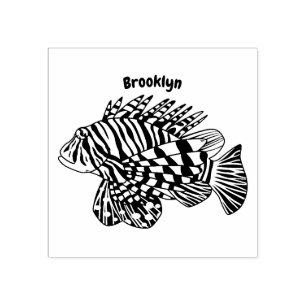Happy lionfish Cartoon Illustration Gummistempel