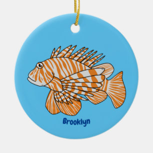 Happy lionfish Cartoon Illustration Keramik Ornament