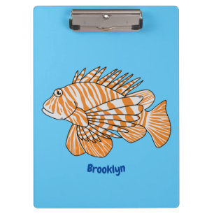 Happy lionfish cartoon illustration klemmbrett