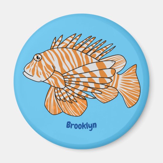 Happy lionfish Cartoon Illustration Magnet (Vorne)