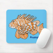 Happy lionfish Cartoon Illustration Mousepad (Mit Mouse)