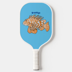 Happy lionfish Cartoon Illustration Pickleball Schläger