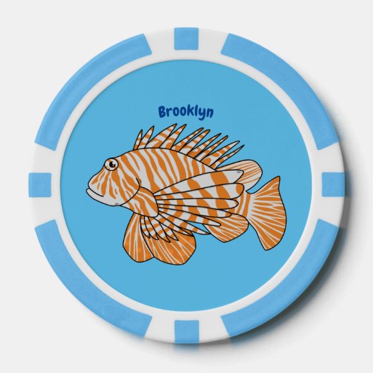 Happy lionfish Cartoon Illustration Pokerchips (Vorderseite)