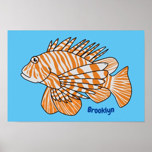 Happy lionfish Cartoon Illustration Poster (Vorne)