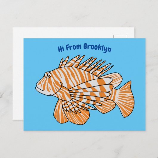 Happy lionfish Cartoon Illustration Postkarte (Vorne/Hinten)