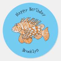Happy lionfish Cartoon Illustration