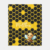 Happy Little Bee-customizable Fleecedecke (Vorderseite)