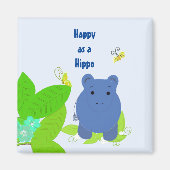Happy Little Blue Hippo Magnet (Vorne)