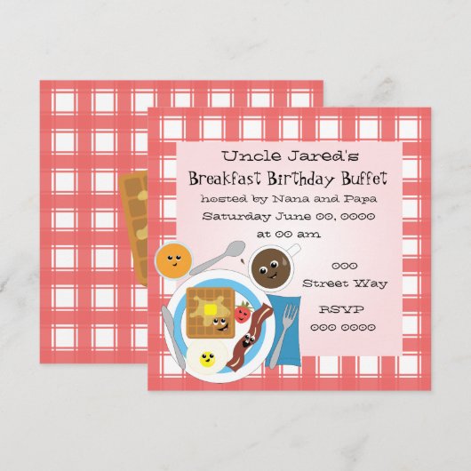 Happy Little Breakfast Einladung (Vorne/Hinten)