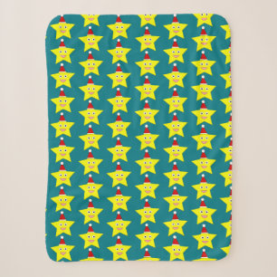 Happy Little Christmas Star Sherpa Blanket Sherpadecke