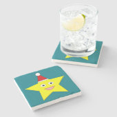 Happy Little Christmas Star Stone Untersetzer (Seitenansicht)