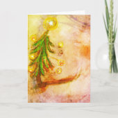 Happy Little Christmas Tree mit Lichtern Karte (Vorderseite)