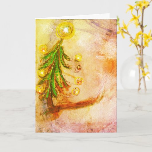 Happy Little Christmas Tree mit Lichtern Karte (Gelbe Blume)