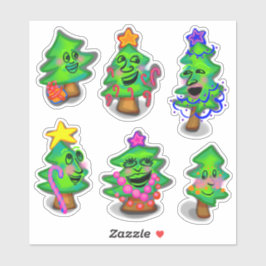 Happy Little Christmas Trees Aufkleber