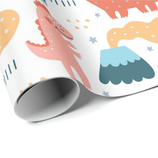 Happy Little Dino Geschenkpapier (Rolleneckpunkt)