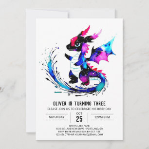 Happy Little Dragon Digital Boy Geburtstag Einladung