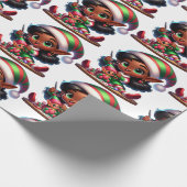 Happy Little Elf Girl - Weihnachtsgeschenkpapier Geschenkpapier (Ecke)