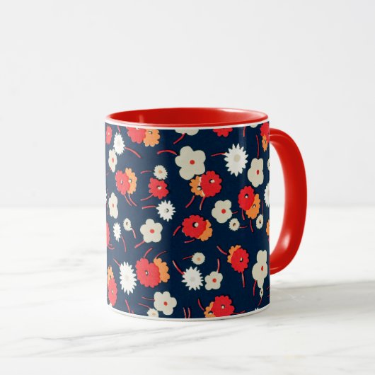 Happy Little Flowers Pattern Tasse (VorderseiteRechts)