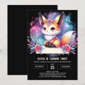 Happy Little Fox Geburtstag digital Einladung (Vorne/Hinten)