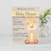 Happy Little Giraffe Baby Shower Einladung (Stehend Vorderseite)