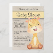 Happy Little Giraffe Baby Shower Einladung (Vorne/Hinten)