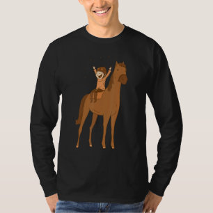 Happy Little Girl Reiten Niedlich Cowgirl T-Shirt