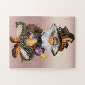 Happy Little Gnome in Birds Houses Hat - Malerei Puzzle (Horizontal)