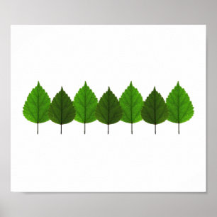 Happy Little Green Tree Leaf Forest Poster