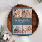 Happy Little Holiday Slate Blue Multi Foto Birth Ankündigung