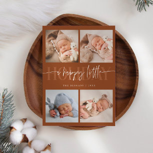 Happy Little Holiday Terracotta Multi Foto Birth Ankündigung