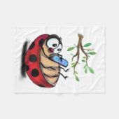 Happy Little Ladybug mit Telefon - Cartoon Zeichne Fleecedecke (Vorderseite (Horizontal))