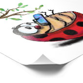 Happy Little Ladybug mit Telefon - Cartoon Zeichne Fotodruck (Ecke)