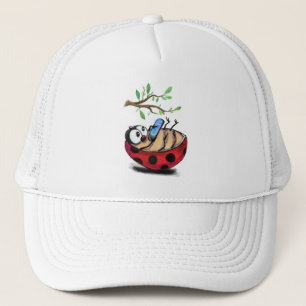 Happy Little Ladybug mit Telefon - Cartoon Zeichne Truckerkappe
