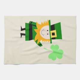 Happy Little Leprechaun Beige Geschirrtuch
