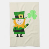Happy Little Leprechaun Beige Geschirrtuch (Vertikal)