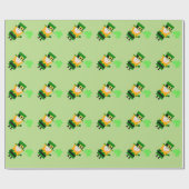Happy Little Leprechaun Green Geschenkpapier (Flach)