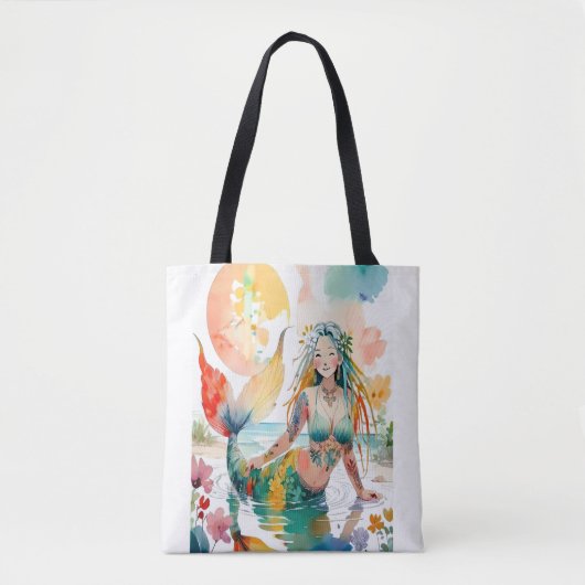 Happy Little Mermaid Beach Tasche (Vorderseite)