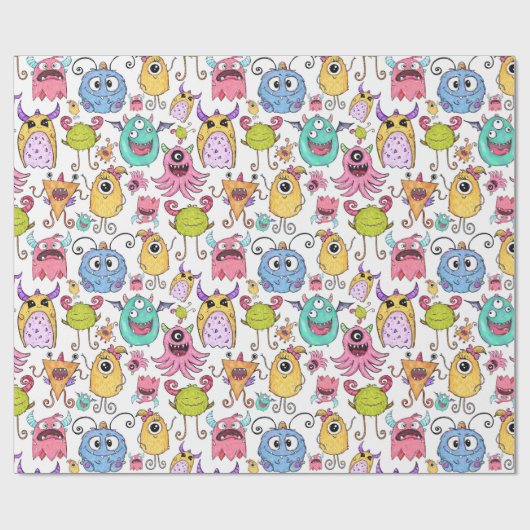 Happy Little Monsters Geschenkpapier (Flach)