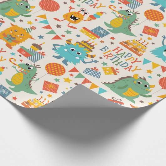 Happy Little Monsters Geschenkpapier (Ecke)